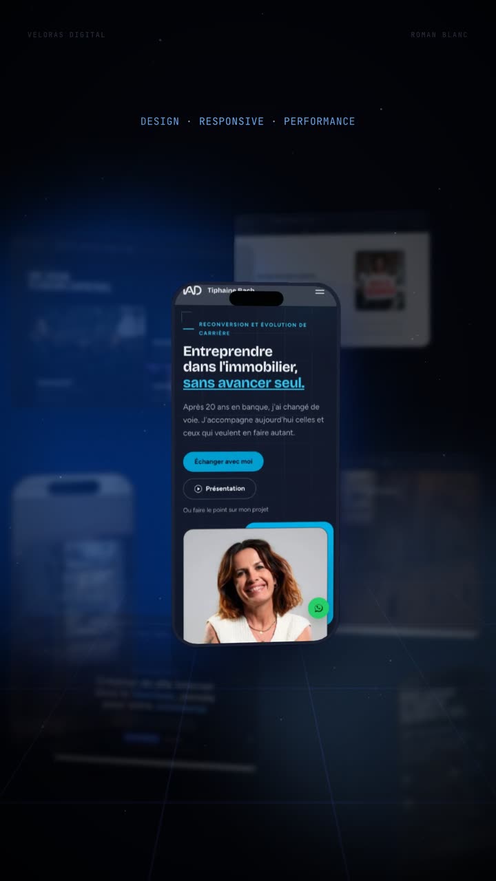 Extrait du film Veloras Digital : un site réalisé affiché sur mobile
